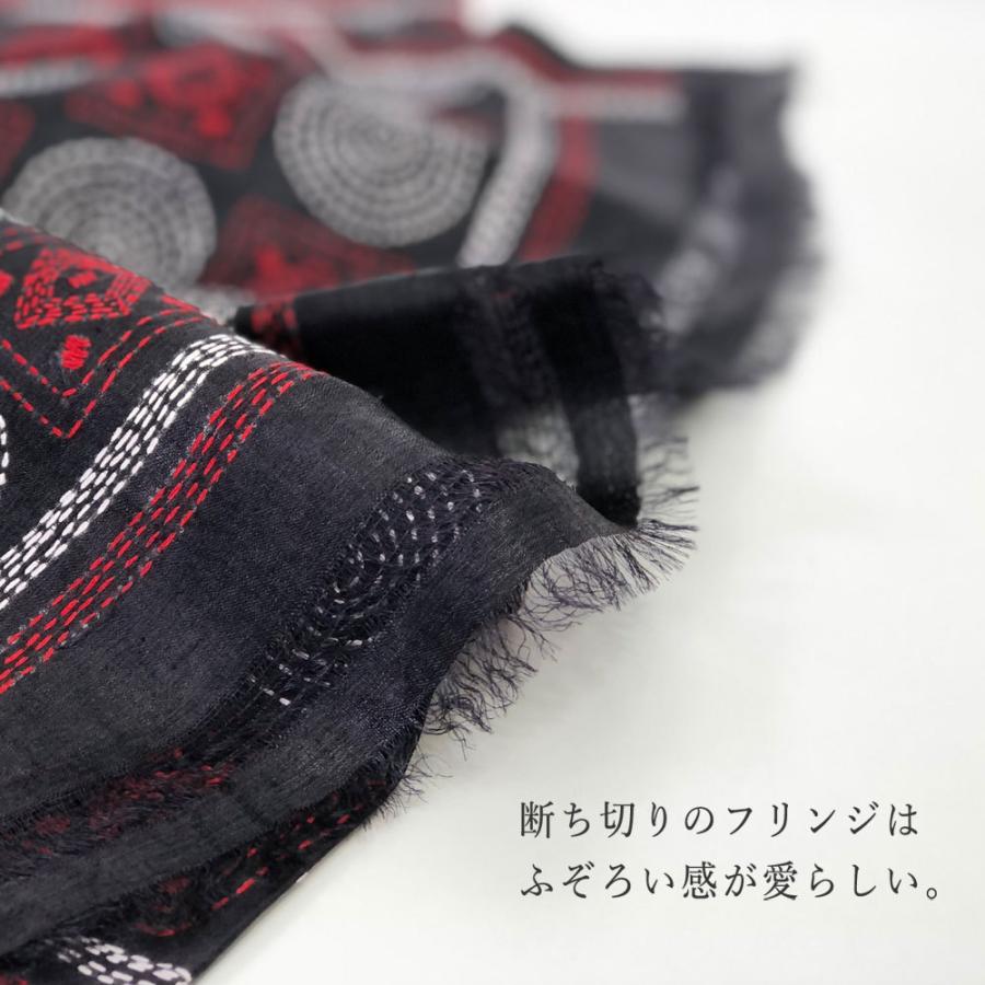 InDream カンタ刺繍ストール 50×200cm 刺し子 スカーフ 黒 紺 シルク インテリア  クリスマス ギフト 誕生日 プレゼント 50代 60代 70代 |  | 10