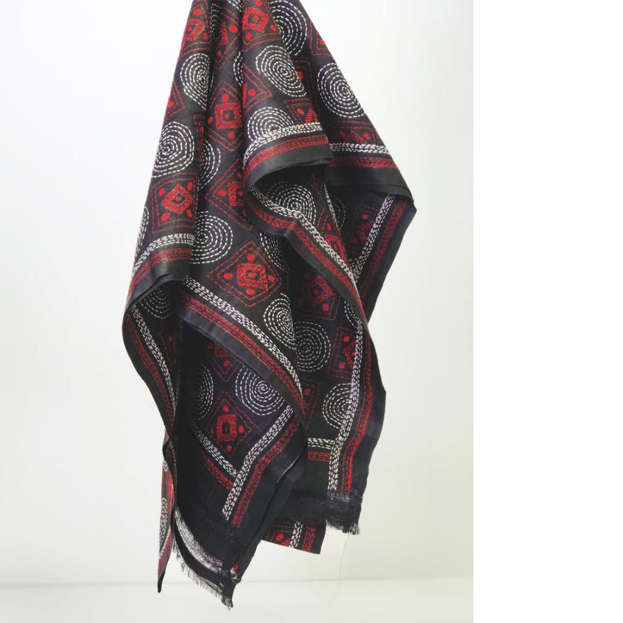 InDream カンタ刺繍ストール 50×200cm 刺し子 スカーフ 黒 紺 シルク インテリア  クリスマス ギフト 誕生日 プレゼント 50代 60代 70代 |  | 06