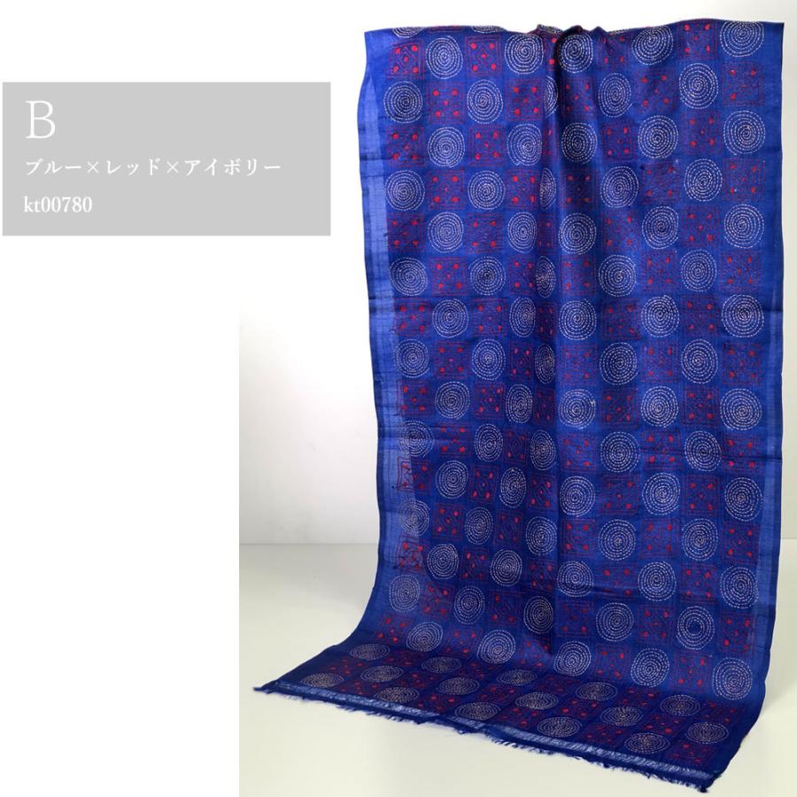 InDream カンタ刺繍ストール 50×200cm 刺し子 スカーフ 黒 紺 シルク インテリア  クリスマス ギフト 誕生日 プレゼント 50代 60代 70代 |  | 02