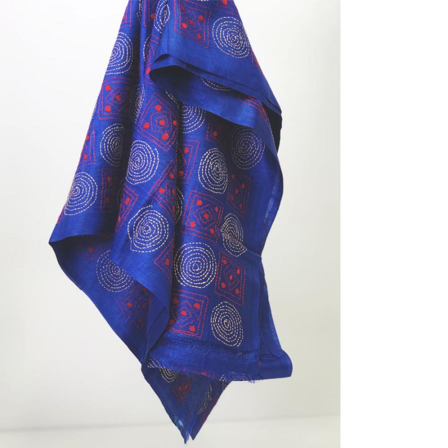 InDream カンタ刺繍ストール 50×200cm 刺し子 スカーフ 黒 紺 シルク インテリア  クリスマス ギフト 誕生日 プレゼント 50代 60代 70代 |  | 07