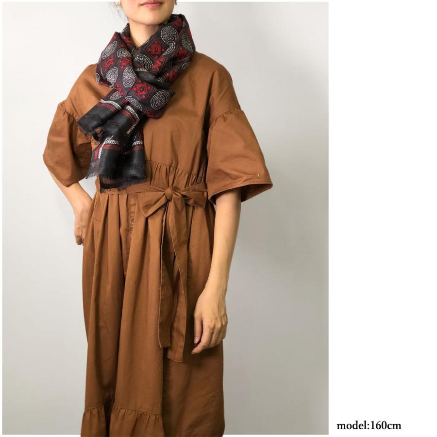 InDream カンタ刺繍ストール 50×200cm 刺し子 スカーフ 黒 紺 シルク インテリア  クリスマス ギフト 誕生日 プレゼント 50代 60代 70代 |  | 08