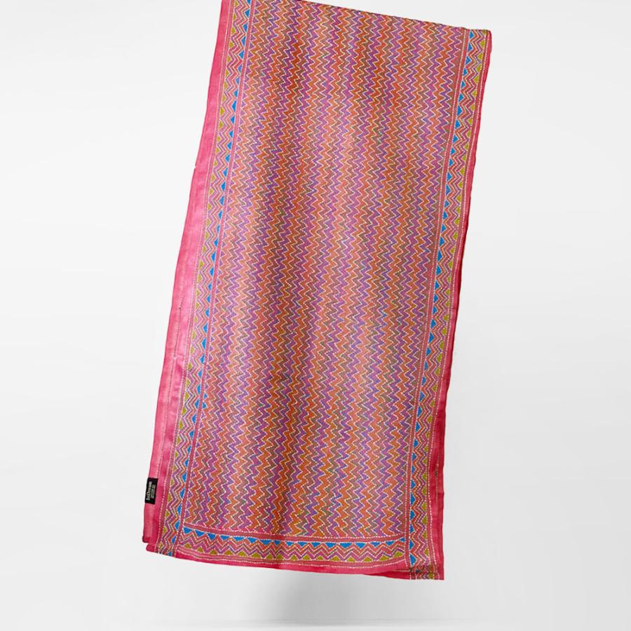 InDream カンタ 刺繍 ストール 約50×190cm ピンク スカーフ シルク 刺し子 インテリア  クリスマス ギフト 誕生日 プレゼント 女性 60代 70代 |  | 06