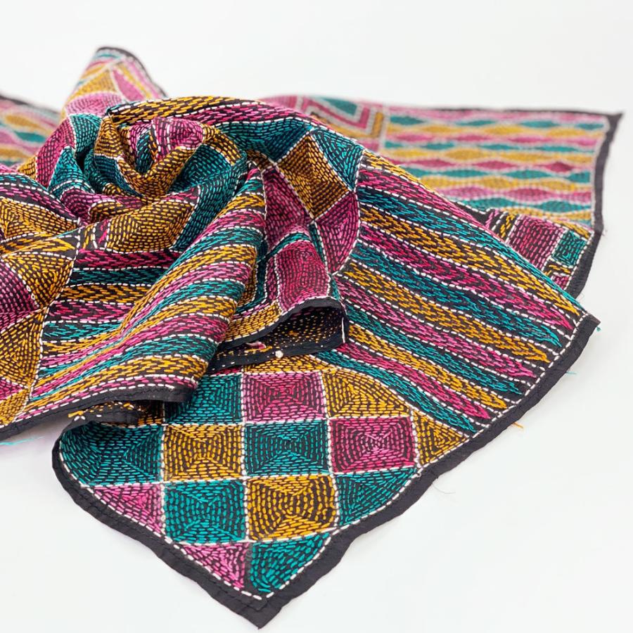 InDream カンタ刺繍ストール 50×200cm 刺し子 スカーフ ピンク オレンジ シルク  クリスマス ギフト 誕生日 プレゼント 50代 60代 70代 |  | 10