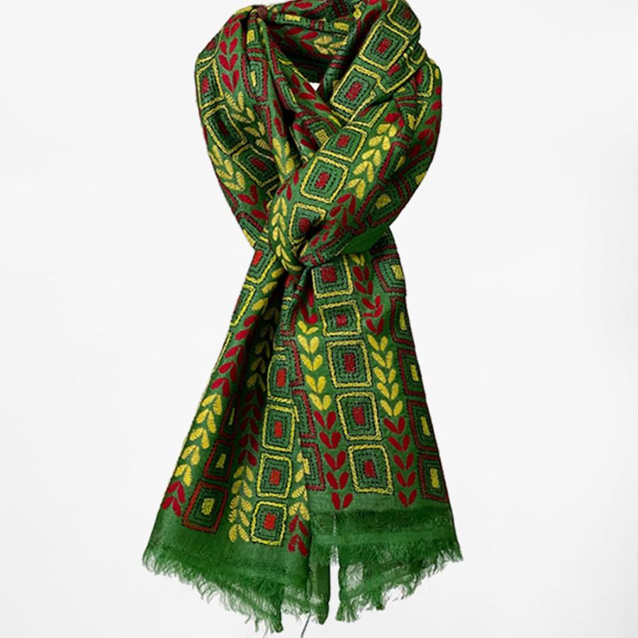 InDream カンタ 刺繍 ストール 50×190cm グリーン スカーフ シルク 刺し子 インテリア クリスマス ギフト 誕生日 プレゼント 女性 60代 70代 |  | 11