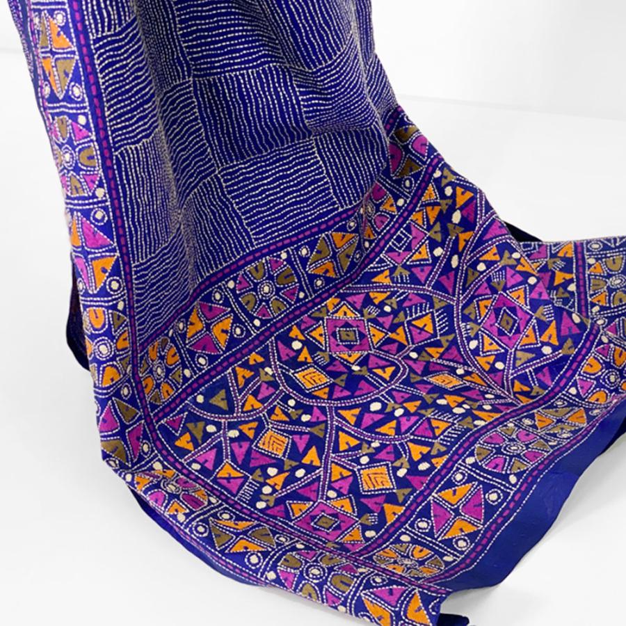 InDream カンタ 刺繍 ストール 約50×190cm ブルー スカーフ シルク 刺し子 インテリア  クリスマス ギフト 誕生日 プレゼント 女性 60代 70代 |  | 05