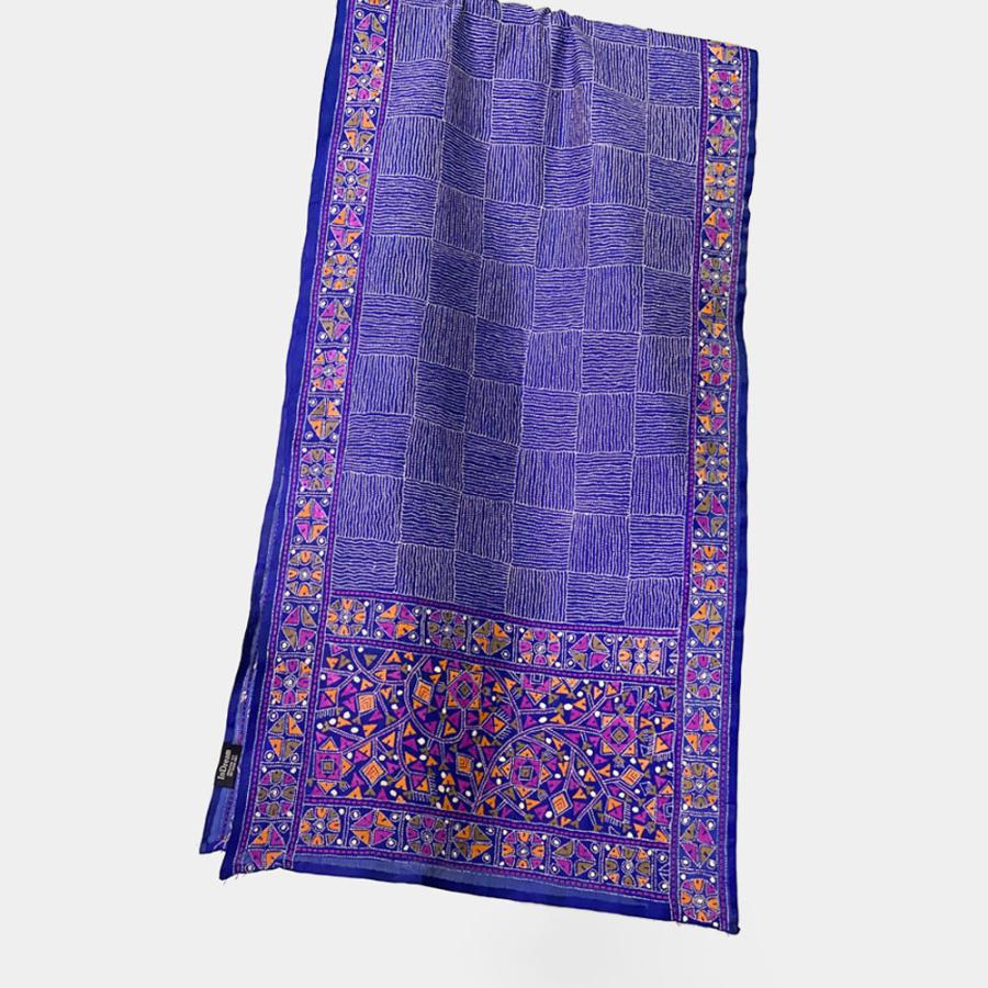 InDream カンタ 刺繍 ストール 約50×190cm ブルー スカーフ シルク 刺し子 インテリア  クリスマス ギフト 誕生日 プレゼント 女性 60代 70代 |  | 06