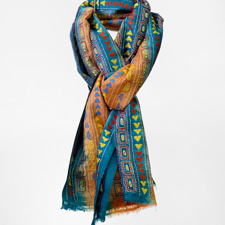 InDream カンタ 刺繍 ストール 50×190cm ブルー スカーフ シルク 刺し子 インテリア クリスマス ギフト 誕生日 プレゼント 女性 60代 70代 |  | 18