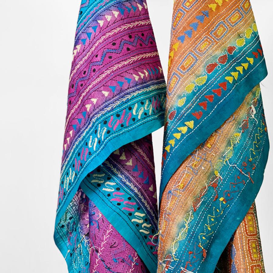 InDream カンタ 刺繍 ストール 50×190cm ブルー スカーフ シルク 刺し子 インテリア クリスマス ギフト 誕生日 プレゼント 女性 60代 70代 |  | 06