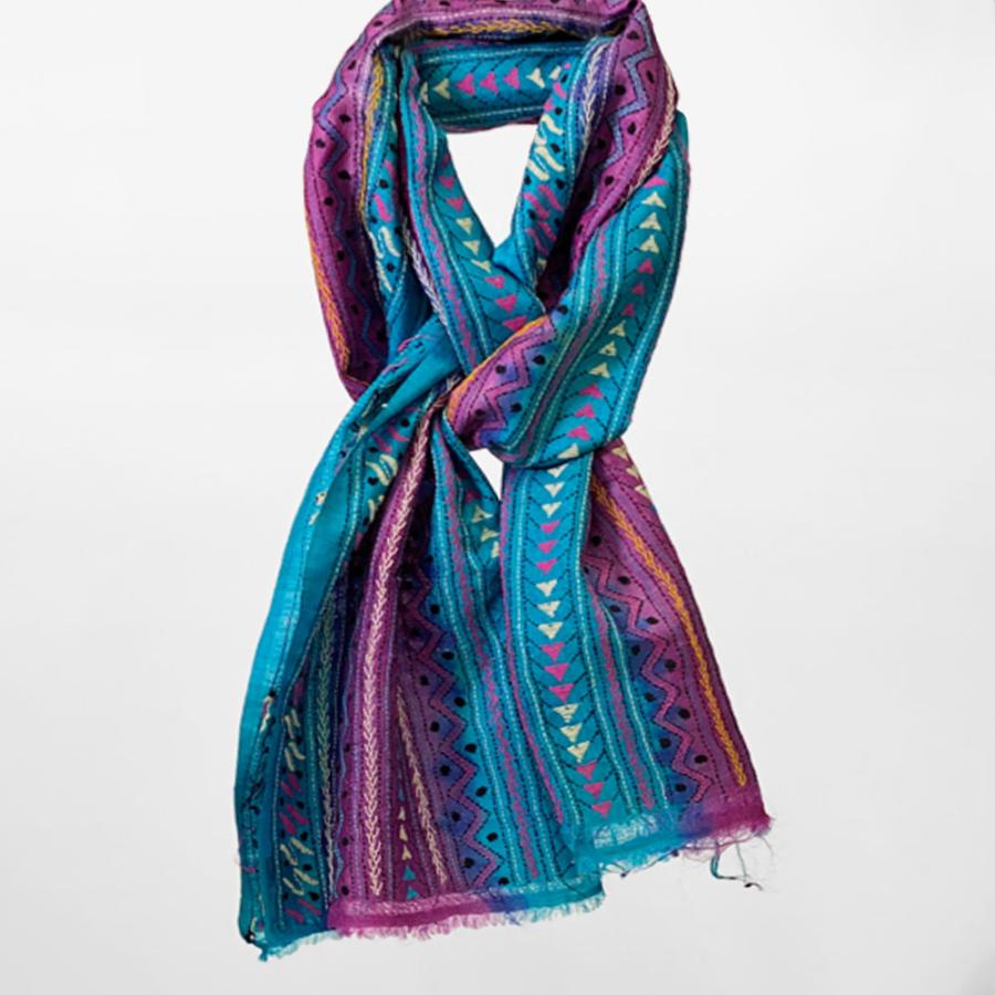 InDream カンタ 刺繍 ストール 50×190cm ブルー スカーフ シルク 刺し子 インテリア クリスマス ギフト 誕生日 プレゼント 女性 60代 70代 |  | 09