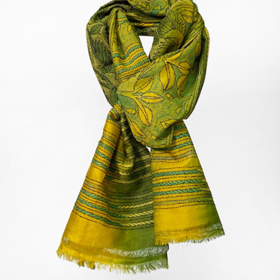 InDream カンタ刺繍ストール 50×190cm スカーフ シルク 刺し子 インテリア  クリスマス ギフト 誕生日 プレゼント 女性 60代 70代 |  | 19