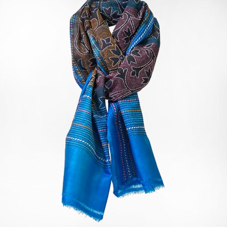 InDream カンタ刺繍ストール 50×190cm スカーフ シルク 刺し子 インテリア  クリスマス ギフト 誕生日 プレゼント 女性 60代 70代 |  | 25