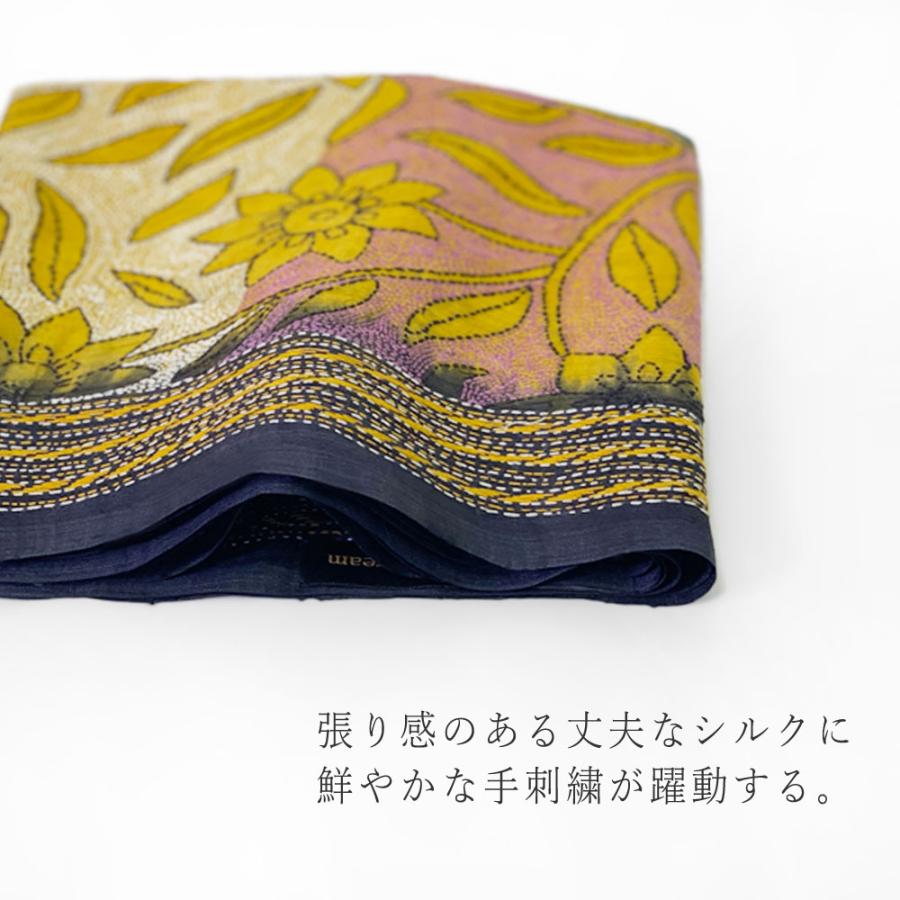 InDream カンタ刺繍ストール 50×190cm スカーフ シルク 刺し子 インテリア  クリスマス ギフト 誕生日 プレゼント 女性 60代 70代 |  | 09