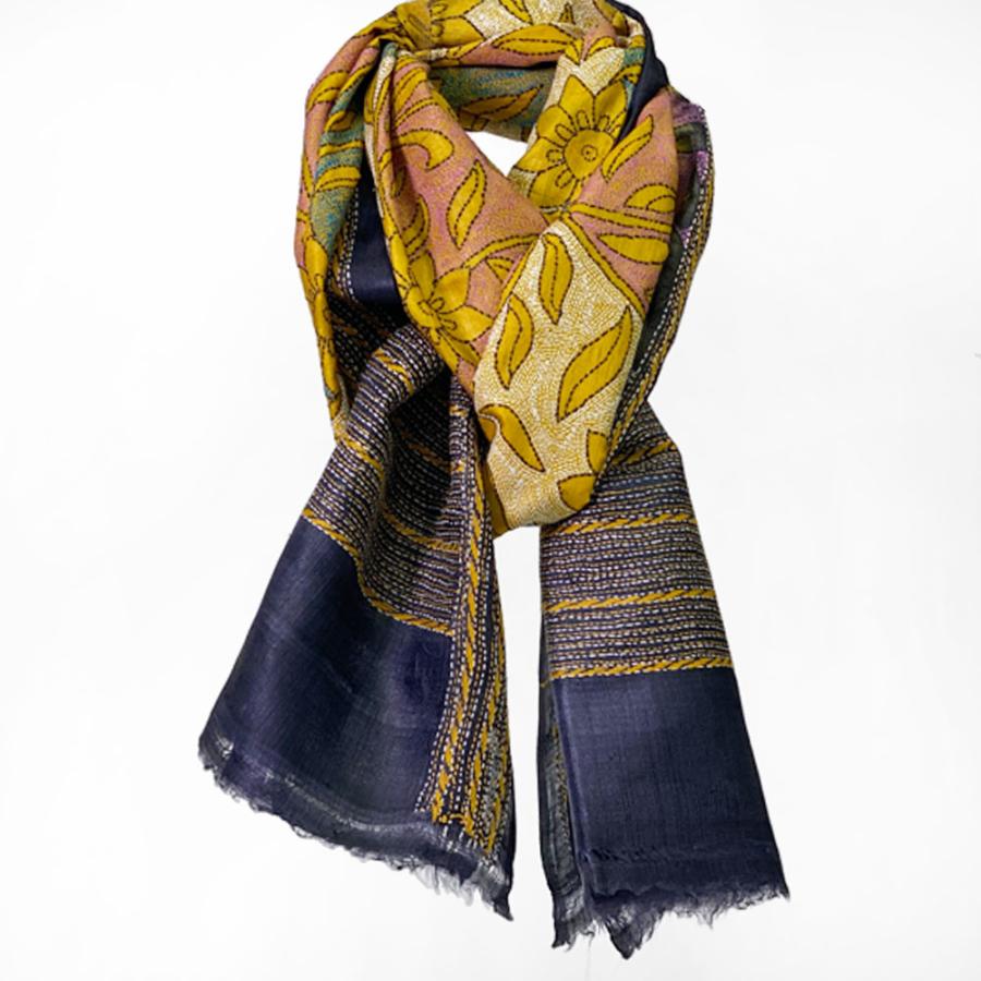 InDream カンタ刺繍ストール 50×190cm スカーフ シルク 刺し子 インテリア  クリスマス ギフト 誕生日 プレゼント 女性 60代 70代 |  | 10