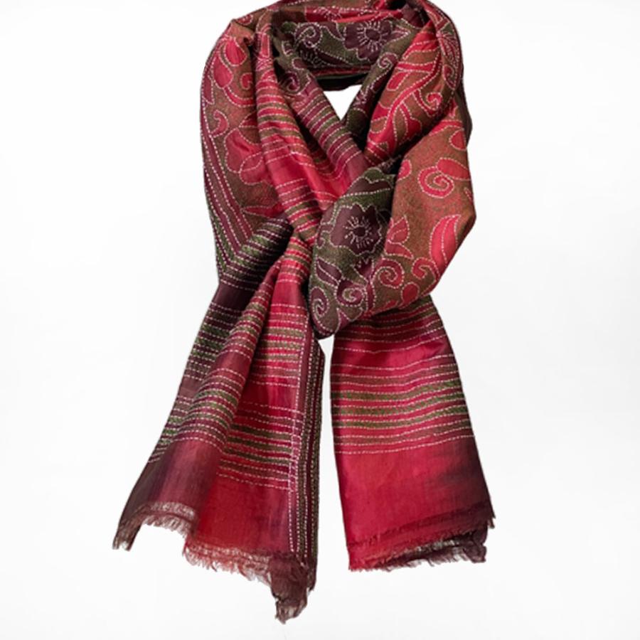 InDream カンタ刺繍ストール 50×190cm スカーフ シルク 刺し子 インテリア  クリスマス ギフト 誕生日 プレゼント 女性 60代 70代 |  | 13