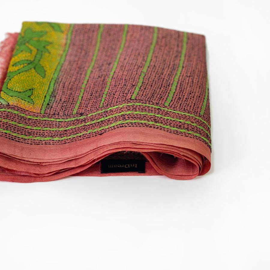 InDream カンタ刺繍ストール 50×190cm スカーフ シルク 刺し子 インテリア  クリスマス ギフト 誕生日 プレゼント 女性 60代 70代 |  | 15