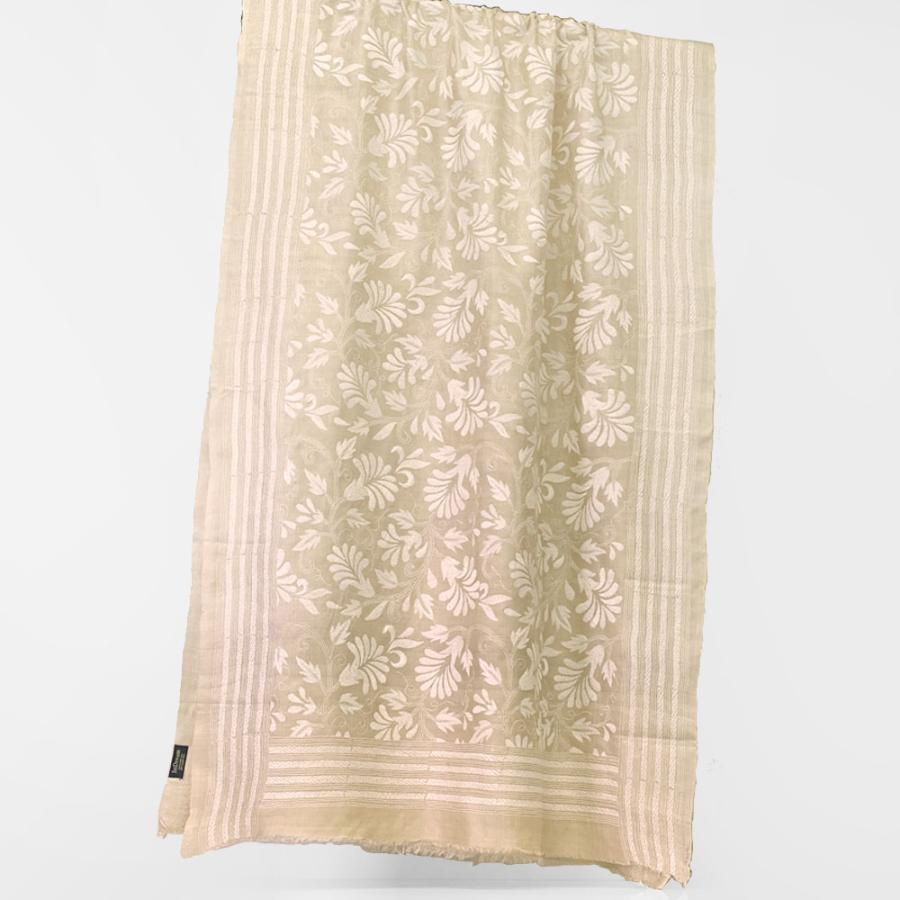 InDream カンタ 刺繍 ストール 約90×250cm ホワイト ナチュラル スカーフ シルク 刺し子 インテリア  クリスマス ギフト 誕生日 プレゼント 女性 70代 |  | 06