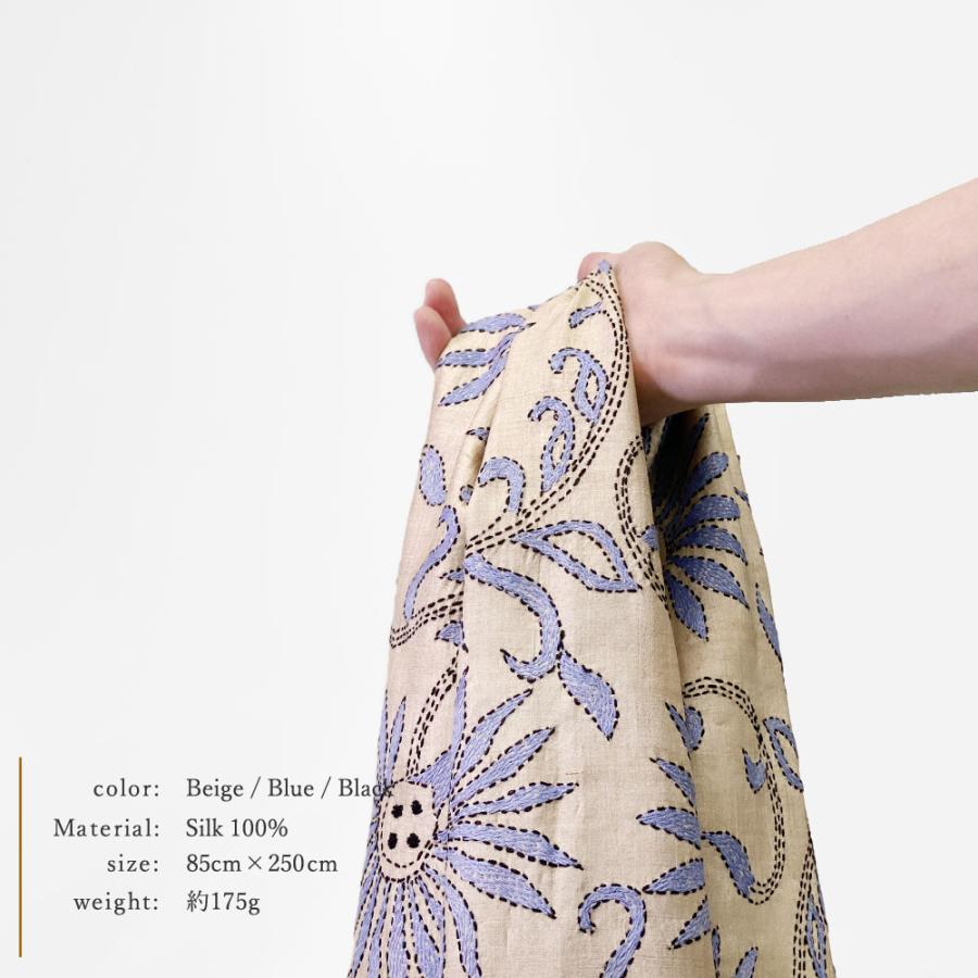InDream カンタ 刺繍 ストール 85×250cm オフホワイト スカーフ シルク 刺し子 インテリア クリスマス ギフト 誕生日 プレゼント 女性 60代 70代 |  | 16