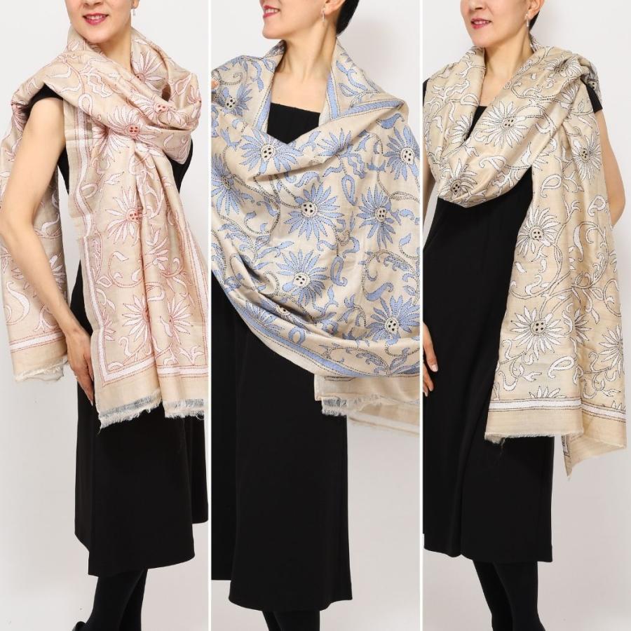 InDream カンタ 刺繍 ストール 85×250cm オフホワイト スカーフ シルク 刺し子 インテリア クリスマス ギフト 誕生日 プレゼント 女性 60代 70代 |  | 17