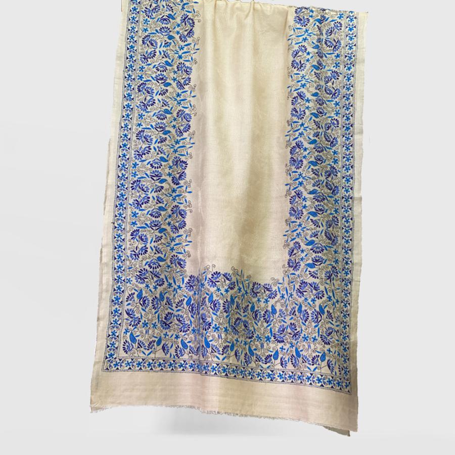 InDream カンタ 刺繍 ストール 約90×255cm ブルー ナチュラル スカーフ シルク 刺し子 インテリア  クリスマス ギフト 誕生日 プレゼント 女性 70代 |  | 05