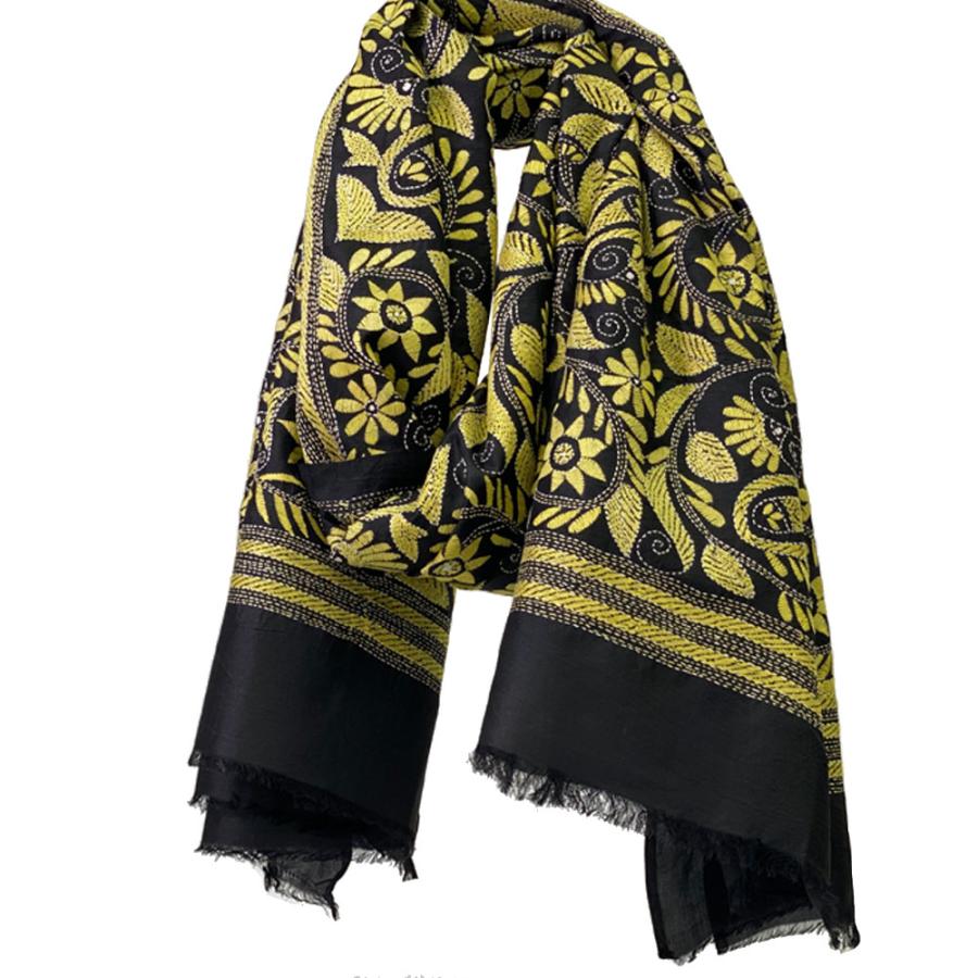 InDream カンタ 刺繍 ストール 約110×232cm スカーフ シルク 刺し子 インテリア  クリスマス ギフト 誕生日 プレゼント 女性 60代 70代 |  | 07