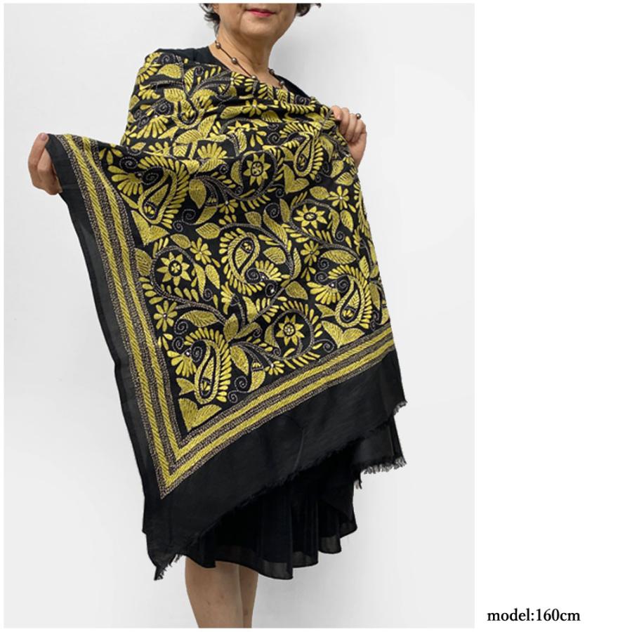 InDream カンタ 刺繍 ストール 約110×232cm スカーフ シルク 刺し子 インテリア  クリスマス ギフト 誕生日 プレゼント 女性 60代 70代 |  | 08
