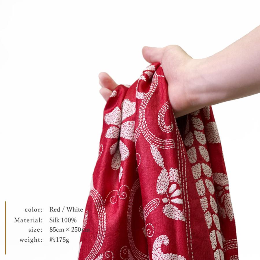 InDream 刺繍ストール カンタ 85×250cm インテリア スカーフ シルク 刺し子 インテリア  クリスマス ギフト 誕生日 プレゼント 女性 60代 70代 |  | 20