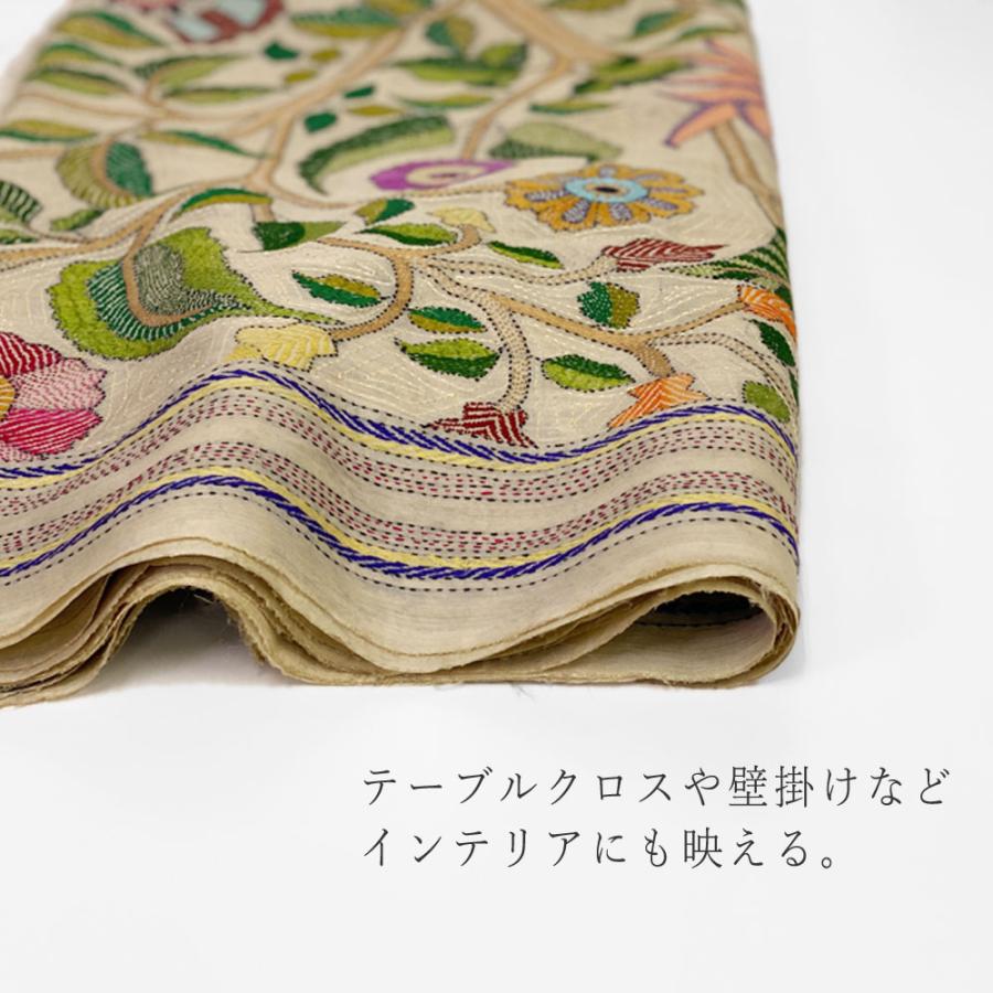InDream カンタ 刺繍 ストール 約110×255cm ホワイト スカーフ シルク 刺し子 インテリア  クリスマス ギフト 誕生日 プレゼント 女性 60代 70代 |  | 04