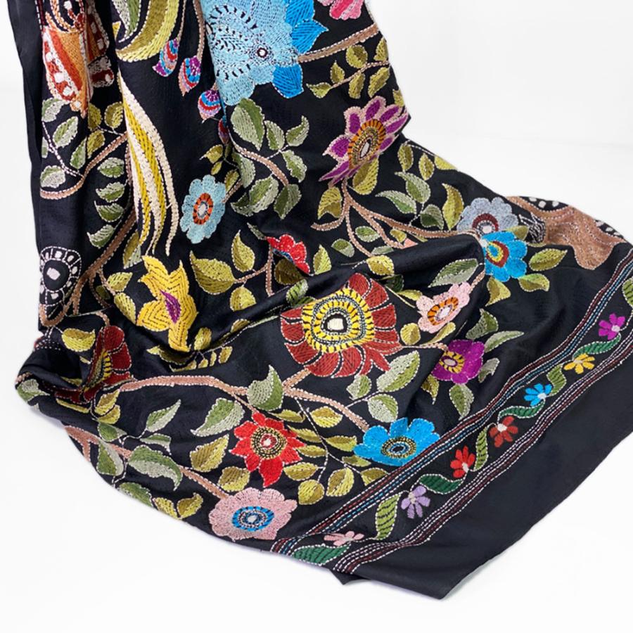 InDream カンタ 刺繍 ストール 約110×250cm スカーフ シルク 刺し子 インテリア  クリスマス ギフト 誕生日 プレゼント 女性 60代 70代 |  | 05