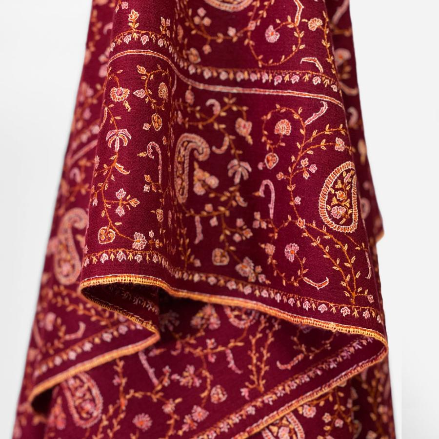 InDream ソズニ刺繍ストール パシュミナ 100cm巾 赤(エンジ)01 カシミヤ 着物ショール 結婚式  クリスマス ギフト 誕生日 プレゼント 女性 60代 70代 |  | 02