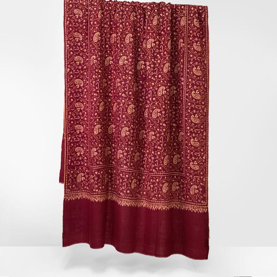 InDream ソズニ刺繍ストール パシュミナ 100cm巾 赤(エンジ)01 カシミヤ 着物ショール 結婚式  クリスマス ギフト 誕生日 プレゼント 女性 60代 70代 |  | 04