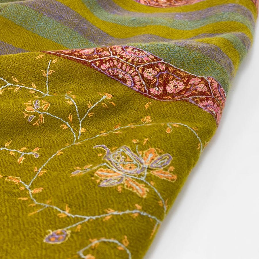 InDream ソズニ刺繍ストール パシュミナ 100cm巾 緑(グリーン)01 カシミヤ 着物ショール 結婚式  クリスマス ギフト 誕生日 プレゼント 女性 60代 70代 |  | 06