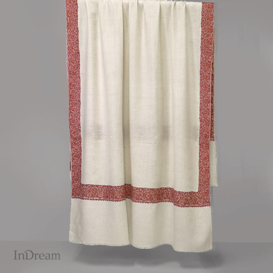 InDream ソズニ刺繍ストール パシュミナ 100cm巾 白(ホワイト)01  カシミヤ 着物ショール 結婚式  クリスマス ギフト 誕生日 プレゼント 女性 60代 70代 | 