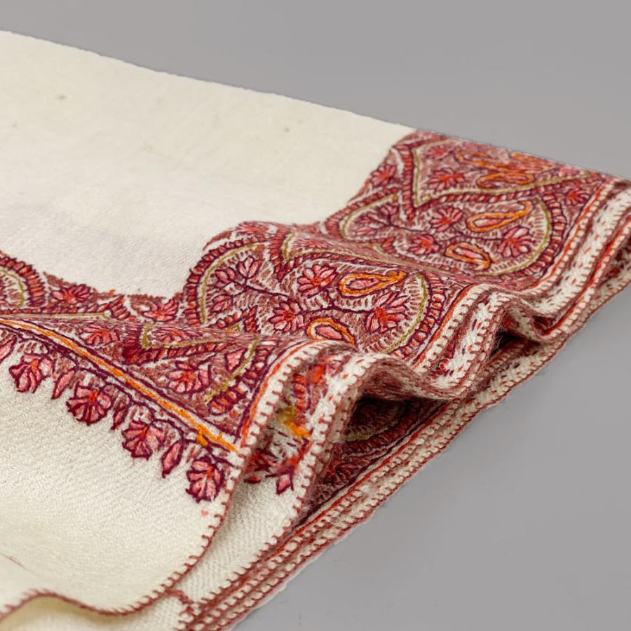 InDream ソズニ刺繍ストール パシュミナ 100cm巾 白(ホワイト)01  カシミヤ 着物ショール 結婚式  クリスマス ギフト 誕生日 プレゼント 女性 60代 70代 |  | 05