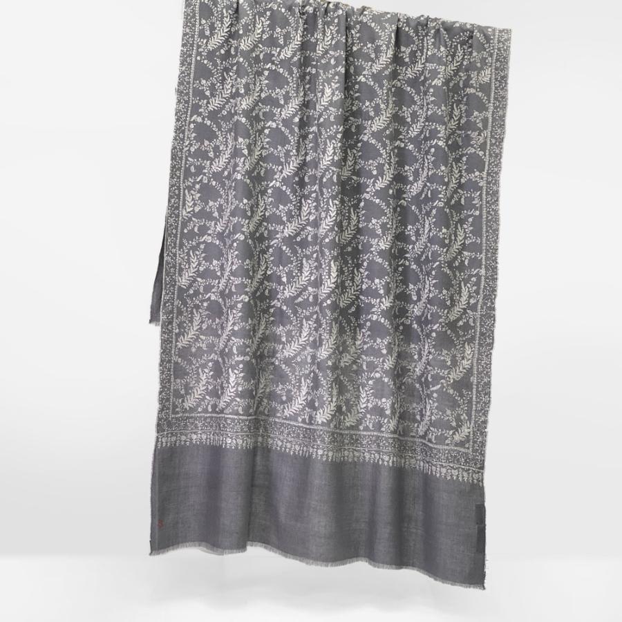 InDream ソズニ刺繍ストール パシュミナ 100cm巾 グレー(シルバー)01 カシミヤ 着物ショール 結婚式 誕生日 プレゼント ギフト 40代 50代 60代 70代 |  | 04