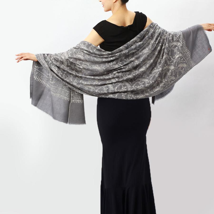 パシュミナ　ストール　ソズニ刺繍　　　　ブラック パシュミナ ストール ソズニ刺繍 ブラック