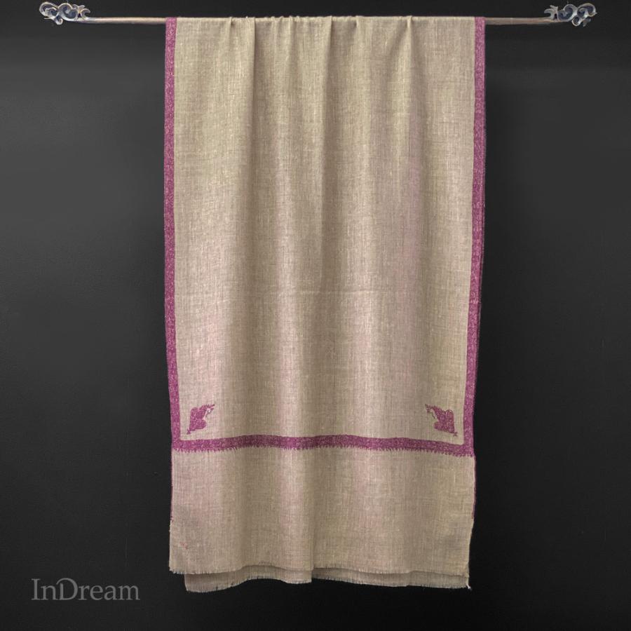 InDream ソズニ刺繍ストール パシュミナ 70cm巾 ダークベージュ カシミヤ 着物ショール 結婚式  クリスマス ギフト 誕生日 プレゼント 女性 60代 70代 | 