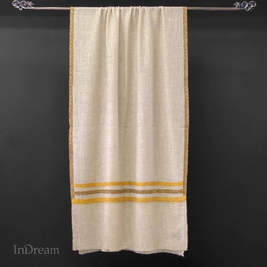 InDream ソズニ刺繍ストール パシュミナ 70cm巾 ベージュ イエロー カシミヤ 着物ショール 結婚式  クリスマス ギフト 誕生日 プレゼント 女性 70代 | 