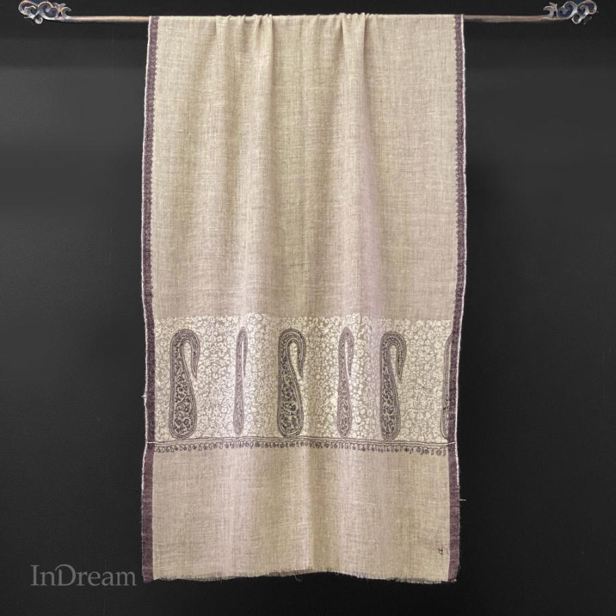 InDream ソズニ刺繍ストール パシュミナ 65cm巾 ベージュ ペイズリー カシミヤ 着物ショール 結婚式  クリスマス ギフト 誕生日 プレゼント 女性 70代 | 