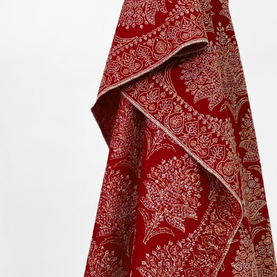 InDream ソズニ刺繍ストール パシュミナ 100cm巾 赤(レッド)02 カシミヤ カシミール 着物ショール 結婚式  クリスマス ギフト 誕生日 プレゼント 女性 60代 70代 |  | 02