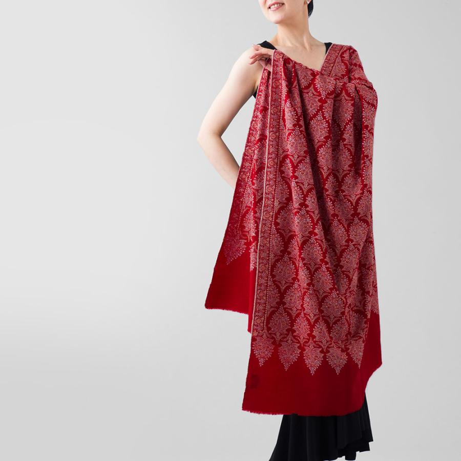 InDream ソズニ刺繍ストール パシュミナ 100cm巾 赤(レッド)02 カシミヤ カシミール 着物ショール 結婚式  クリスマス ギフト 誕生日 プレゼント 女性 60代 70代 |  | 05