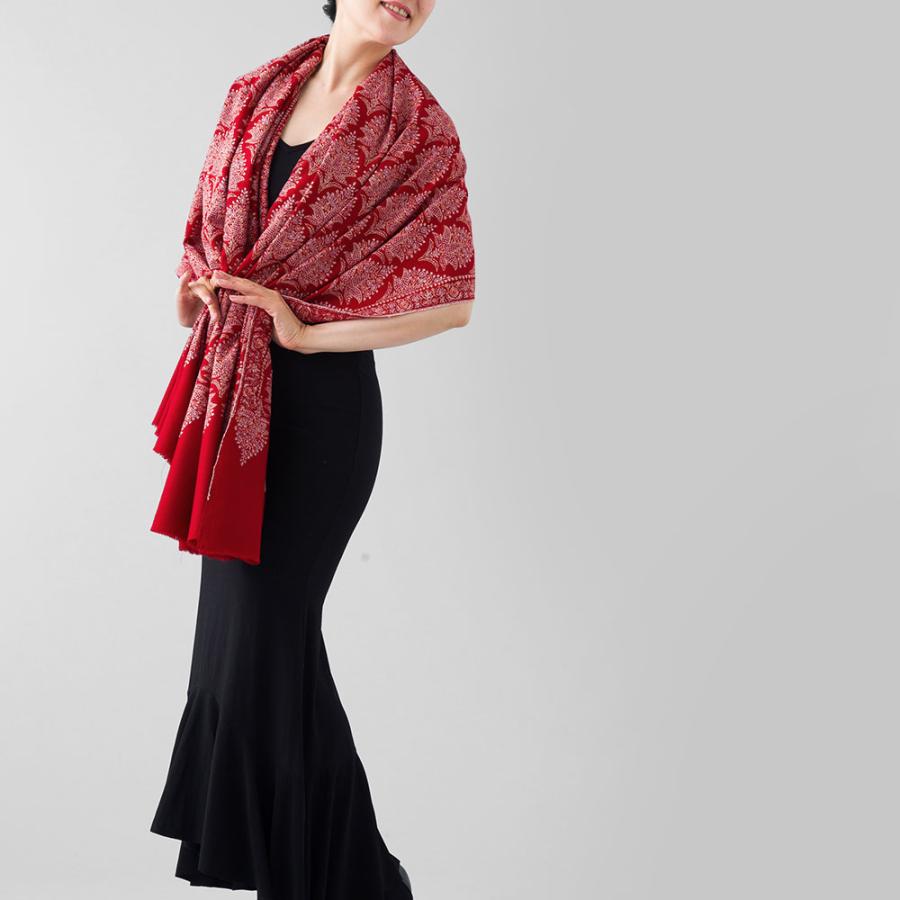 InDream ソズニ刺繍ストール パシュミナ 100cm巾 赤(レッド)02 カシミヤ カシミール 着物ショール 結婚式  クリスマス ギフト 誕生日 プレゼント 女性 60代 70代 |  | 06