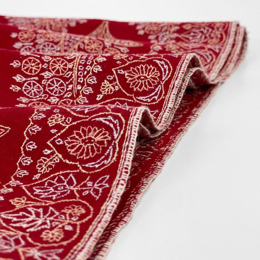 InDream ソズニ刺繍ストール パシュミナ 100cm巾 赤(レッド)02 カシミヤ カシミール 着物ショール 結婚式  クリスマス ギフト 誕生日 プレゼント 女性 60代 70代 |  | 07