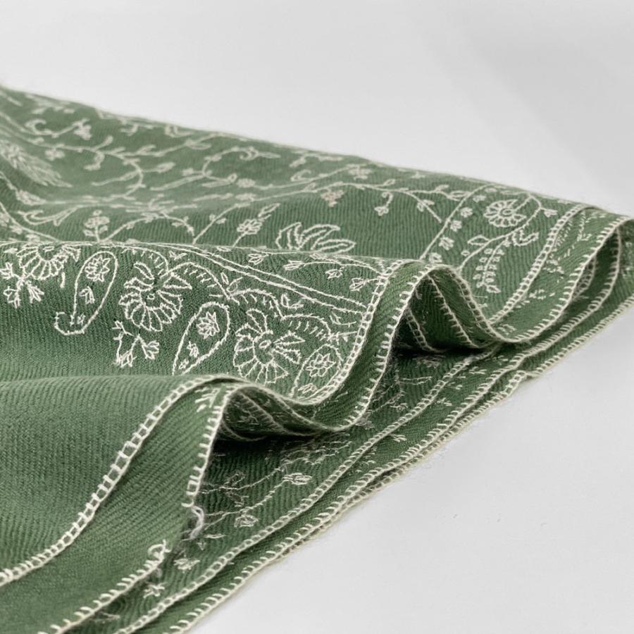 InDream ソズニ刺繍ストール パシュミナ 100cm巾 緑(グリーン)02 カシミヤ カシミール 着物ショール 結婚式  クリスマス ギフト 誕生日 プレゼント 女性 60代 |  | 07