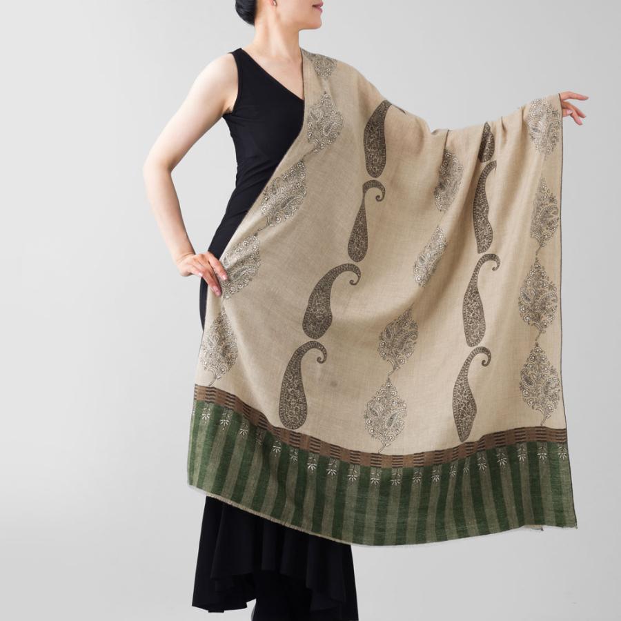 InDream ソズニ刺繍ストール パシュミナ 100cm巾 ベージュ02 カシミヤ カシミール 着物ショール 結婚式  クリスマス ギフト 誕生日 プレゼント 女性 60代 70代 |  | 06