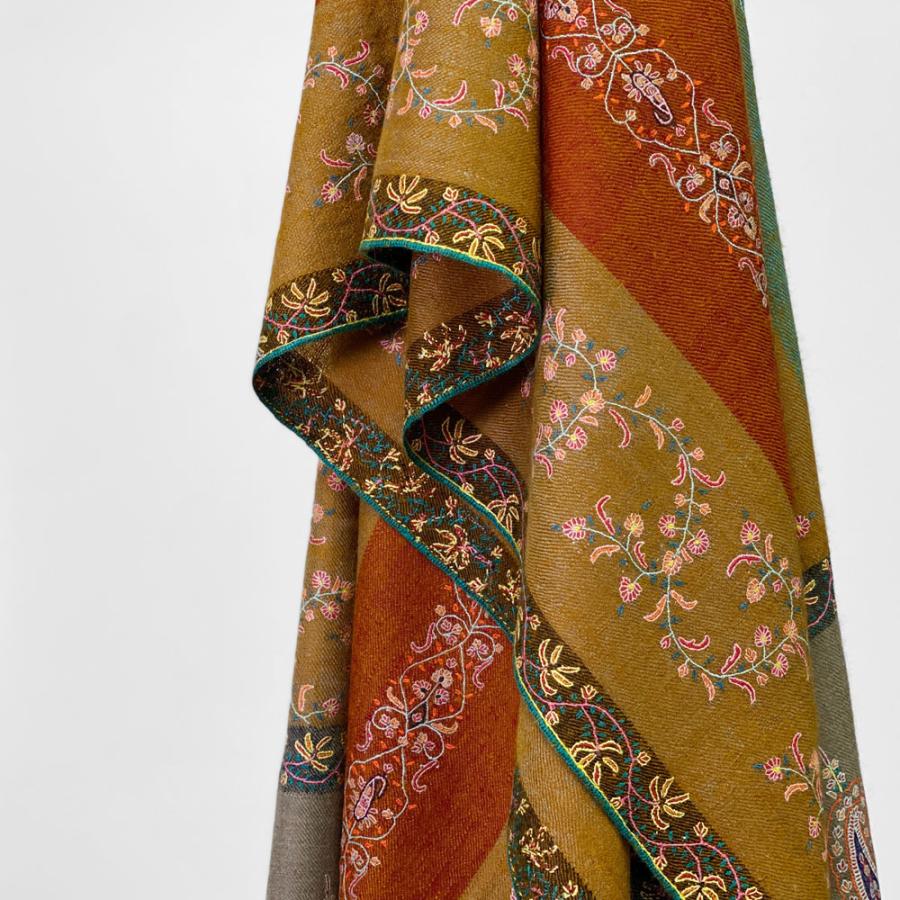 InDream ソズニ刺繍ストール パシュミナ 100cm巾 オレンジ03 カシミヤ カシミール 着物ショール 結婚式  クリスマス ギフト 誕生日 プレゼント 女性 60代 70代 |  | 02