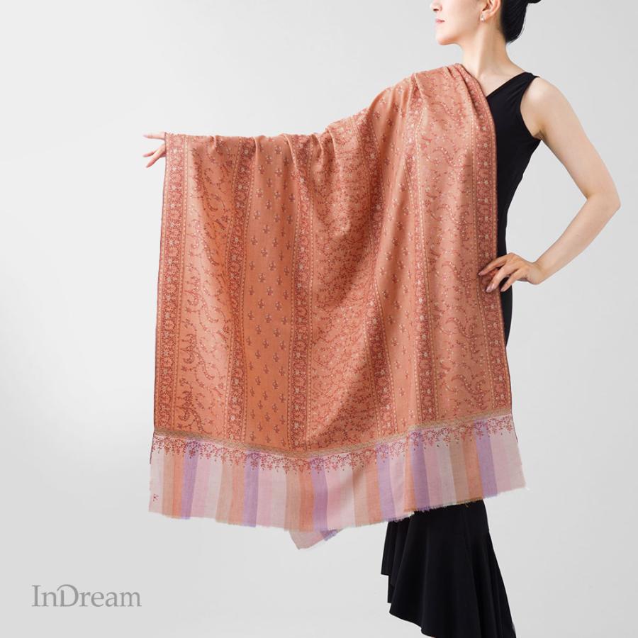 InDream ソズニ刺繍ストール パシュミナ 100cm巾 ピンク02 インド ストール カシミール 着物ショール 結婚式  クリスマス ギフト 誕生日 プレゼント 女性 60代 | 