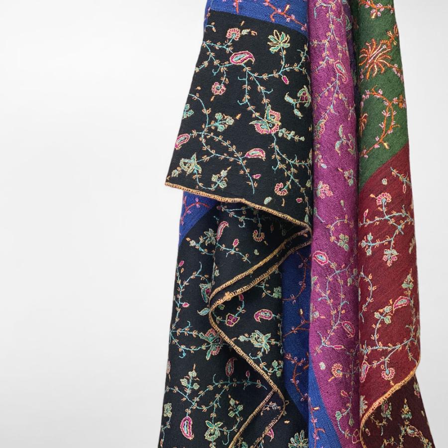 InDream ソズニ刺繍ストール パシュミナ 100cm巾 ミックス01 カシミヤ カシミール 着物ショール 結婚式  クリスマス ギフト 誕生日 プレゼント 女性 60代 70代 |  | 02