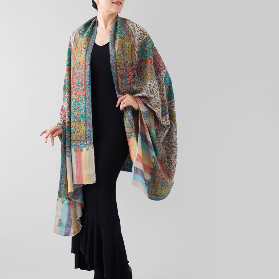 InDream パシュミナ カラムカリ ソズニ刺繍 ストール 100cm巾 ベージュ03 カシミヤ カシミール 着物 ショール 結婚式  クリスマス ギフト 誕生日 プレゼント |  | 06