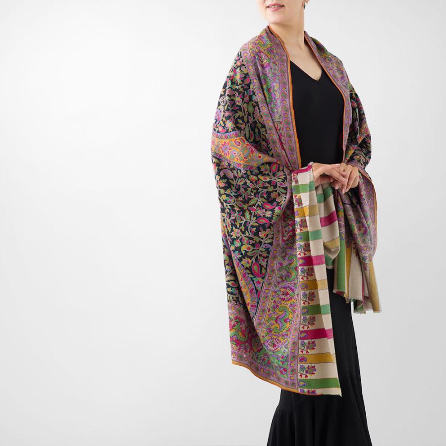 InDream ソズニ刺繍ストール パシュミナ 100cm巾 黒(ブラック)06 カシミヤ カシミール 着物ショール 結婚式  クリスマス ギフト 誕生日 プレゼント 女性 60代 |  | 05