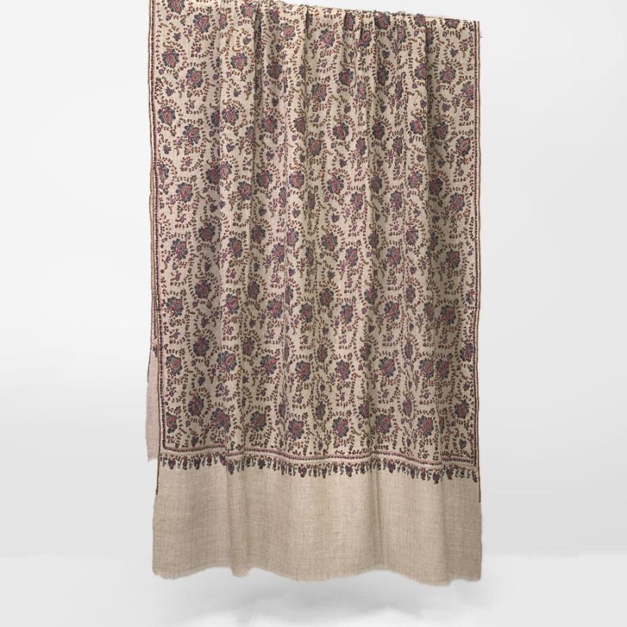 InDream ソズニ刺繍ストール パシュミナ 100cm巾 ベージュ カシミヤ カシミール 着物ショール 結婚式  クリスマス ギフト 誕生日 プレゼント 女性 60代 70代 |  | 04